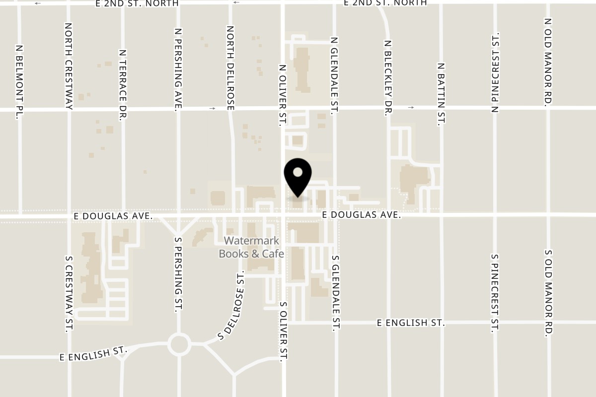 Map showing the location of The Hill Bar & Grill on 4800 East Douglas Avenue in Wichita